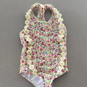 NWOT Baby Boden Floral Daisy-Trim One-Piece Swimsuit size 6-9 months